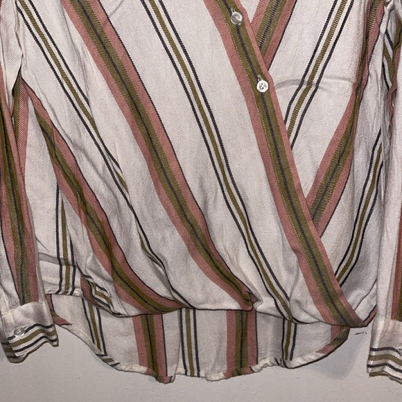 🌹EN CRÈME V NECK RAYON STRIPED BLOUSE - Picture 5 of 8